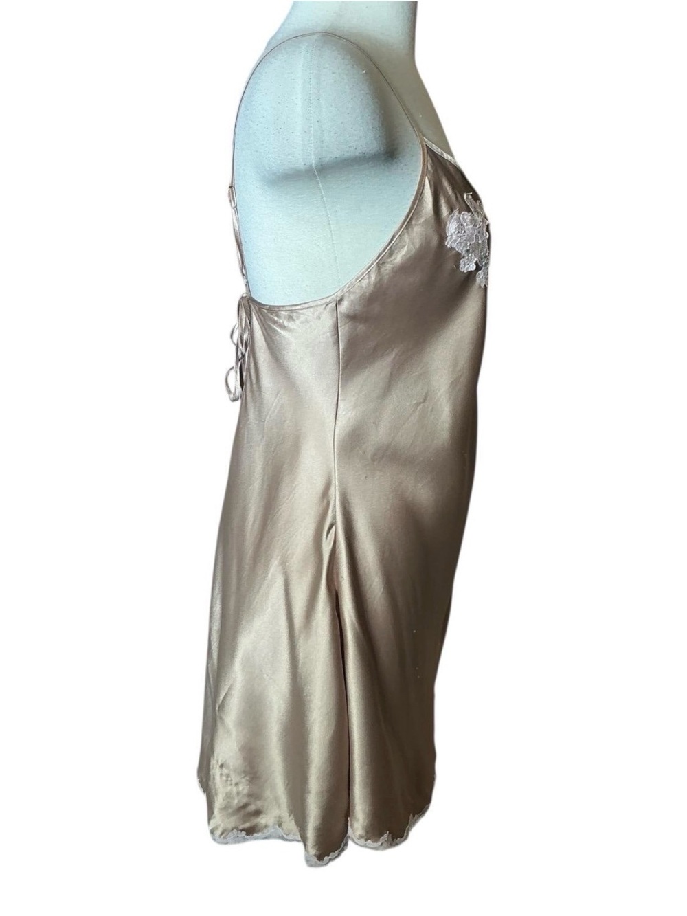 Vintage Y2K Victoria's Secret Lace Trim Rhinestone Cami Slip Dress - Picture 4 of 5